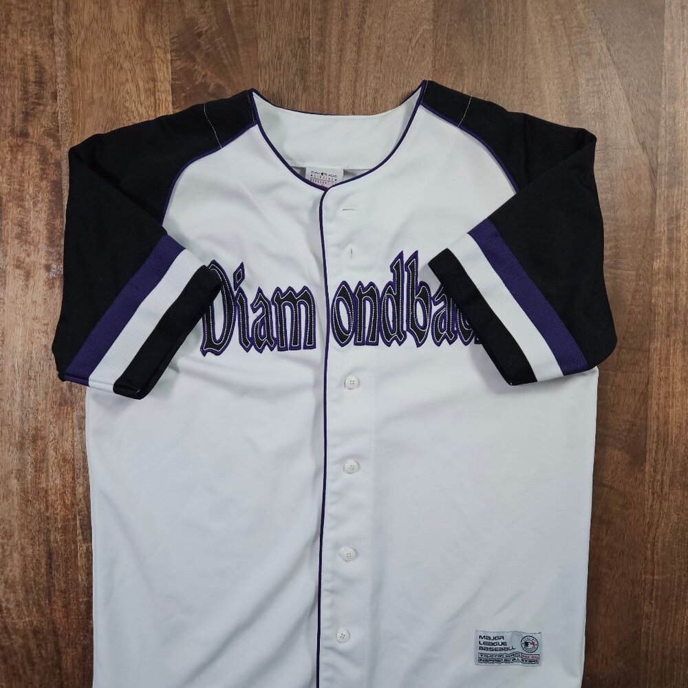 True Fan Arizona Diamondbacks Jersey Medium Purple White MLB Baseball Genuine - Picture 2 of 9
